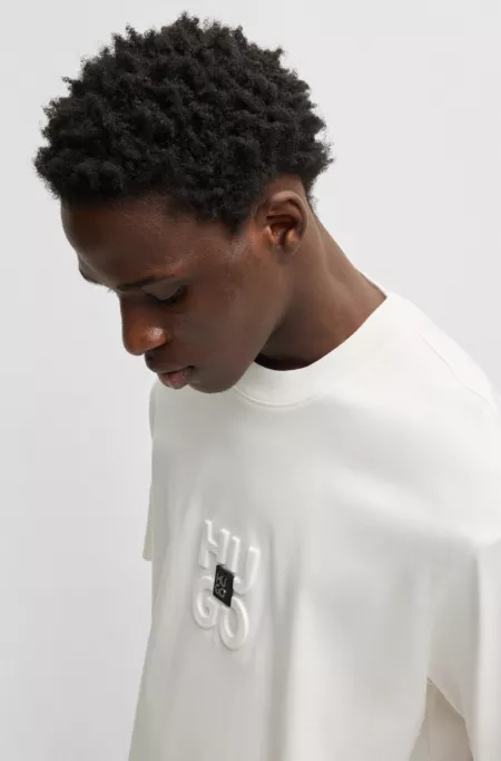 Interlock-cotton T-shirt with stacked logos