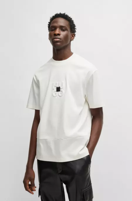 Interlock-cotton T-shirt with stacked logos