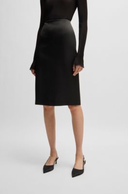 Hugo Bosss Orange Jupe pour femme Black Pencil Zip Sz USA 4 UK 8 DE 36
