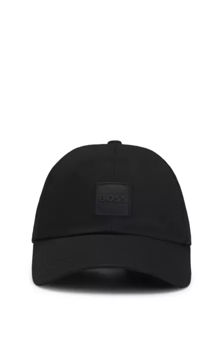 Cotton-twill cap with woven logo patch