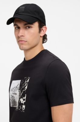 Cotton-twill cap with logo patch, Black