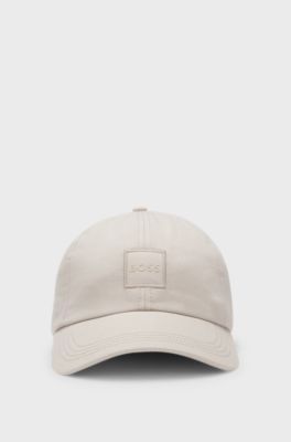 Cappellino in twill di cotone con toppa con logo, Grigio chiaro