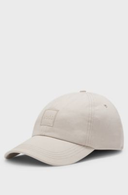 Cappellino in twill di cotone con toppa con logo, Grigio chiaro