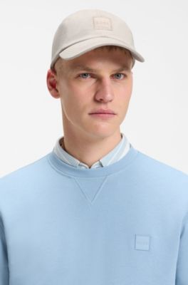 Cappellino in twill di cotone con toppa con logo, Grigio chiaro