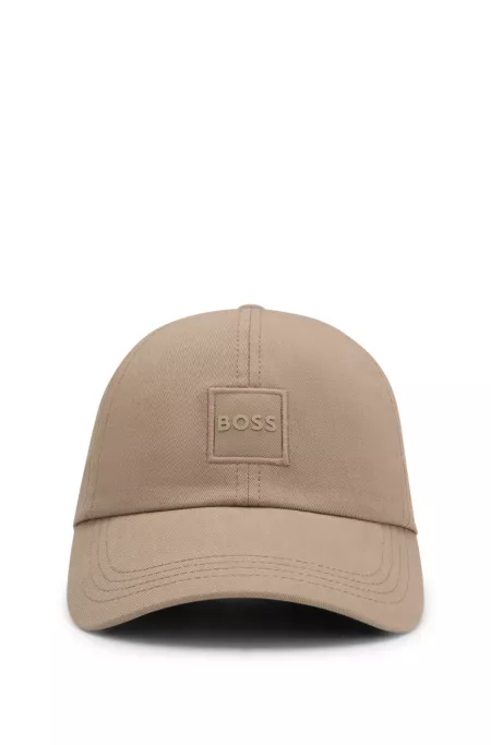Cotton-twill cap with woven logo patch