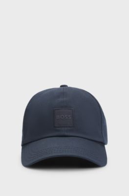 Cap aus Baumwoll-Twill mit gewebtem Logo-Aufn&auml;her, Dunkelblau