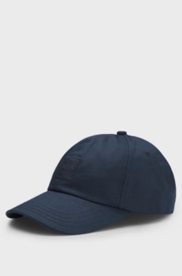 Casquette en twill de coton avec patch logo, Bleu fonc&eacute;