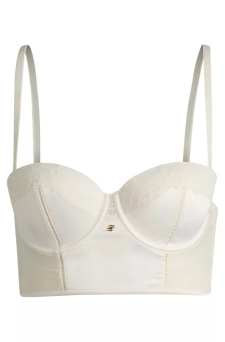 Longline lace-trim underwire bra with Double B monogram