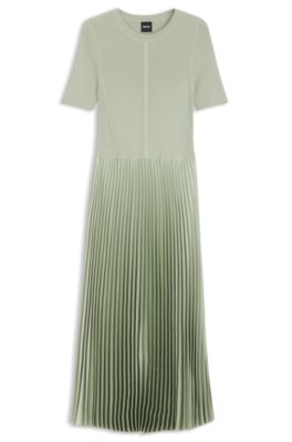 Boss Mixed-material dress with plissé skirt festklänningar dam – bild 3