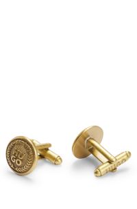 Gold-effect cufflinks with logo detail, Gold tone