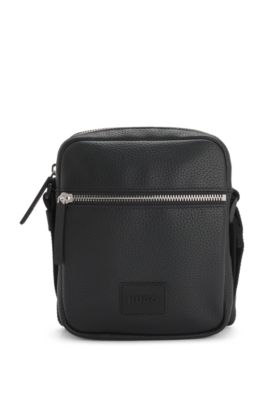 Reporter-Tasche mit Logo-Aufn&auml;her, Schwarz