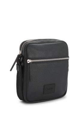 Reporter-Tasche mit Logo-Aufn&auml;her, Schwarz