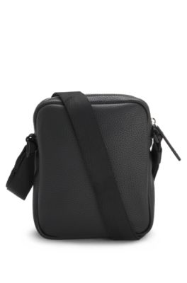 Reporter-Tasche mit Logo-Aufn&auml;her, Schwarz