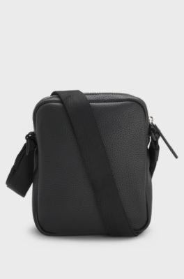 Reporter-Tasche mit Logo-Aufn&auml;her, Schwarz