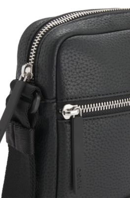 Reporter-Tasche mit Logo-Aufn&auml;her, Schwarz