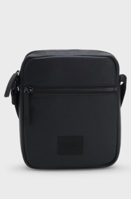 Reporter-Tasche mit Logo-Aufn&auml;her, Schwarz