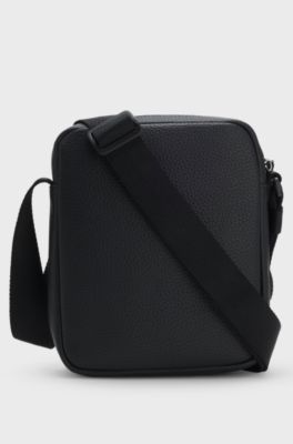 Reporter-Tasche mit Logo-Aufn&auml;her, Schwarz