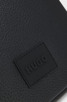Reporter-Tasche mit Logo-Aufn&auml;her, Schwarz