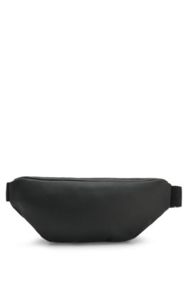 Grained belt bag with logo patch, Black