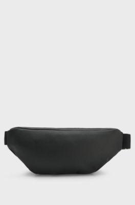 Grained belt bag with logo patch, Black