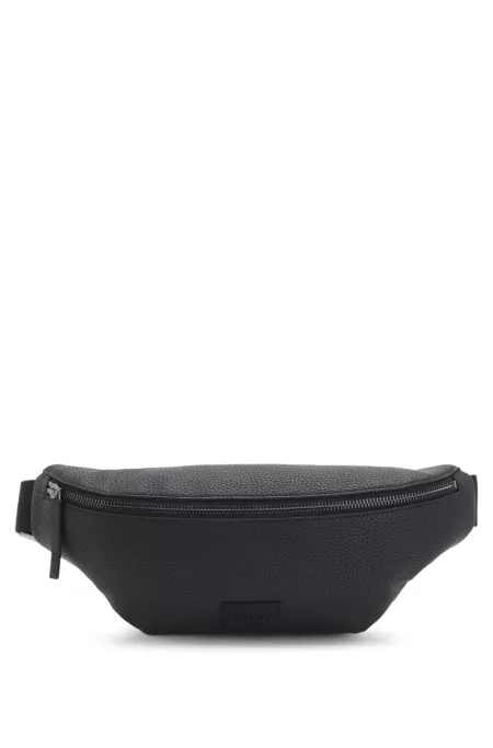 Grained belt bag with logo patch