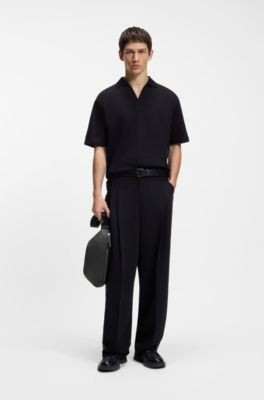 Grained belt bag with logo patch, Black