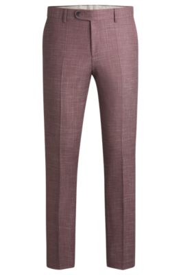 Slim-fit trousers in a patterned virgin-wool blend, Light Purple
