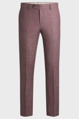 Slim-fit trousers in a patterned virgin-wool blend, Light Purple