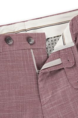 Slim-fit trousers in a patterned virgin-wool blend, Light Purple