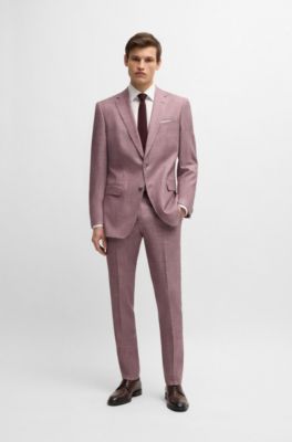 Slim-fit trousers in a patterned virgin-wool blend, Light Purple