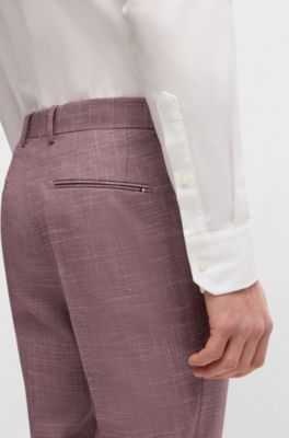 Slim-fit trousers in a patterned virgin-wool blend, Light Purple
