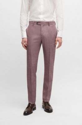 Slim-fit trousers in a patterned virgin-wool blend, Light Purple