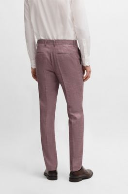Slim-fit trousers in a patterned virgin-wool blend, Light Purple
