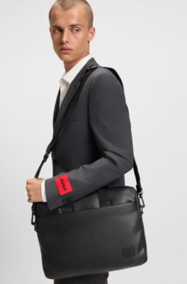 Document case with logo patch, Black