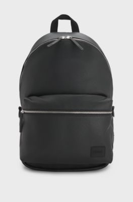 Rugtas met rits en rubberen logopatch, Zwart