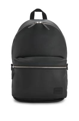 Zipped backpack with rubber logo patch 1