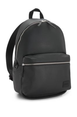 Rugtas met voorvak met rits, Zwart