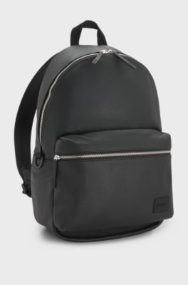 Sac &agrave; dos zipp&eacute; avec patch logot&eacute; en gomme, Noir
