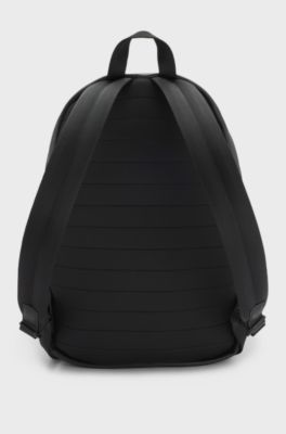 Zipped backpack with rubber logo patch, Black