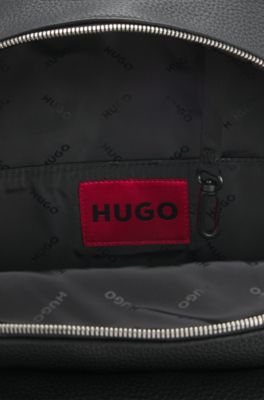 Mochila con cremallera y parche de goma con logo, Negro