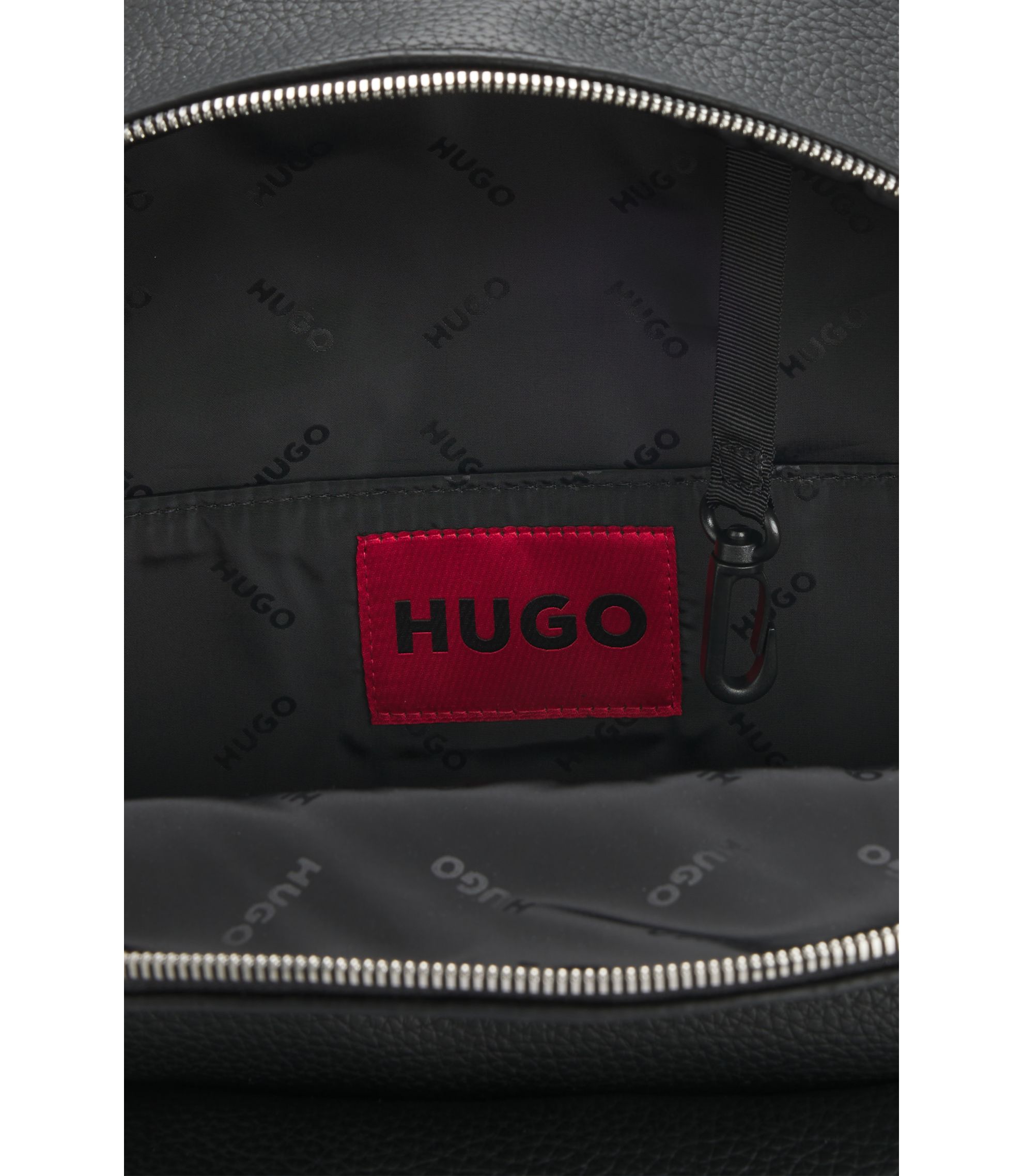 HUGO - ジップ バックパック ラバーロゴパッチ - ブラック
