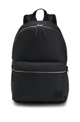 Zipped backpack with rubber logo patch, Black