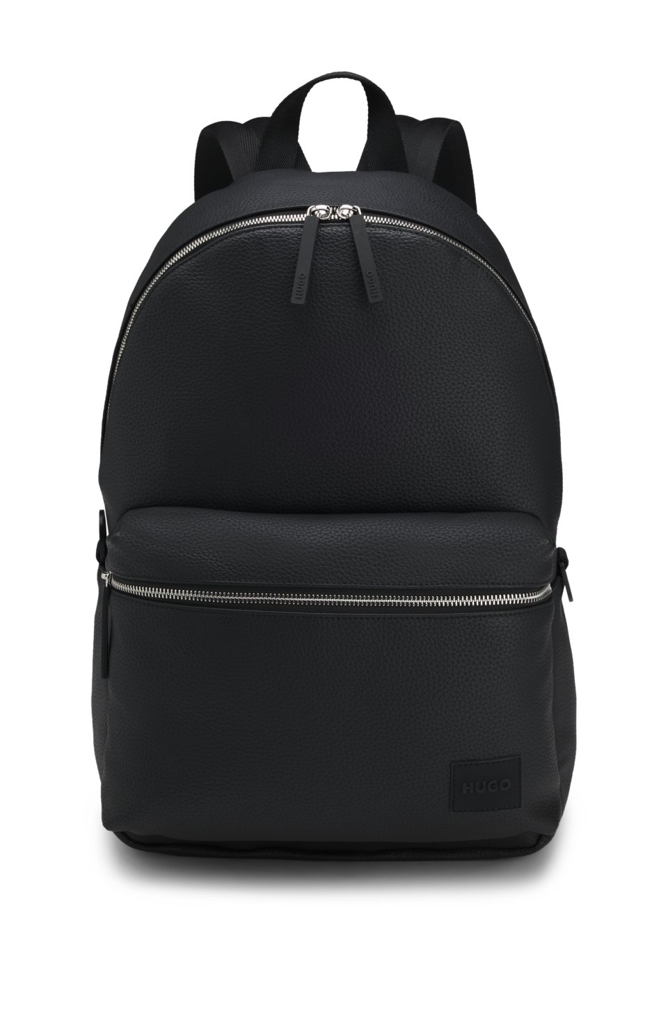 Zipped backpack with rubber logo patch