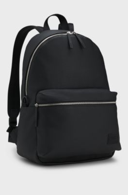 Zipped backpack with rubber logo patch, Black