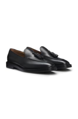 新品未使用 HUGO BOSS メンズ ローファー 黒 レザー25〜25.5