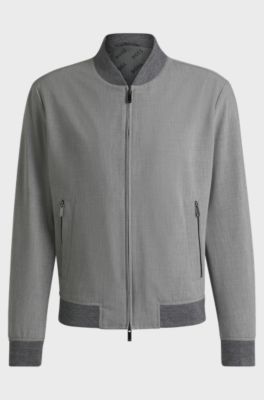 Slim-fit zip-up jacket in stretch fabric, Grey