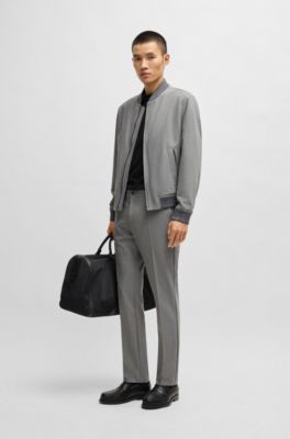 Slim-fit zip-up jacket in stretch fabric, Grey