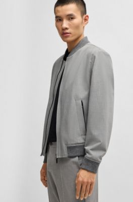 Slim-fit zip-up jacket in stretch fabric, Grey
