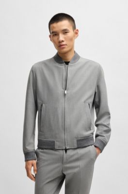 Slim-fit zip-up jacket in stretch fabric, Grey