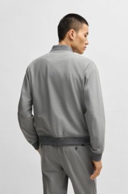 Slim-fit zip-up jacket in stretch fabric, Grey
